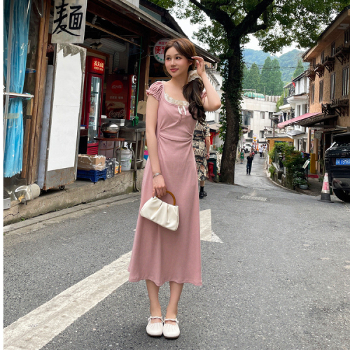 Black fake two-piece dress for women 2024 summer new style French style slim long skirt design slimming skirt