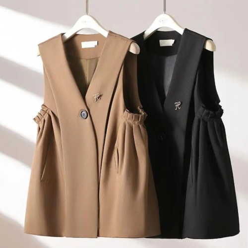 Quality Inspection Officer Picture Spring Layered Casual Suit Vest Women's 2024 Spring and Autumn New Loose British Style Vest