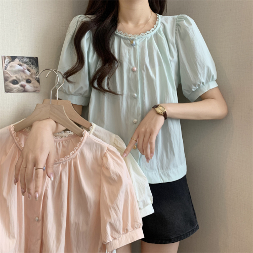 Actual shot ~ new design lazy style shirt for women summer French niche shirt