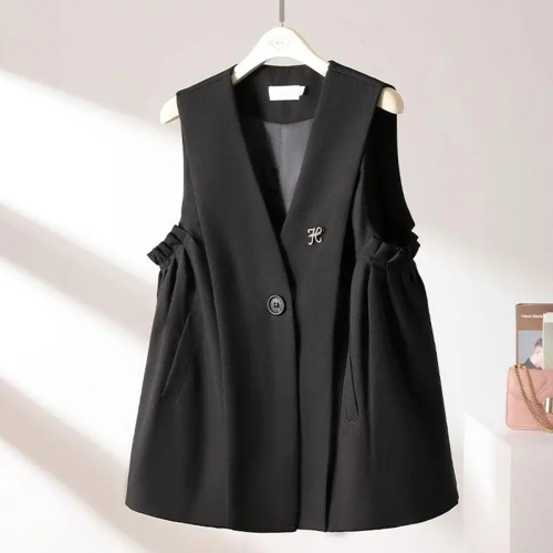 Quality Inspection Officer Picture Spring Layered Casual Suit Vest Women's 2024 Spring and Autumn New Loose British Style Vest