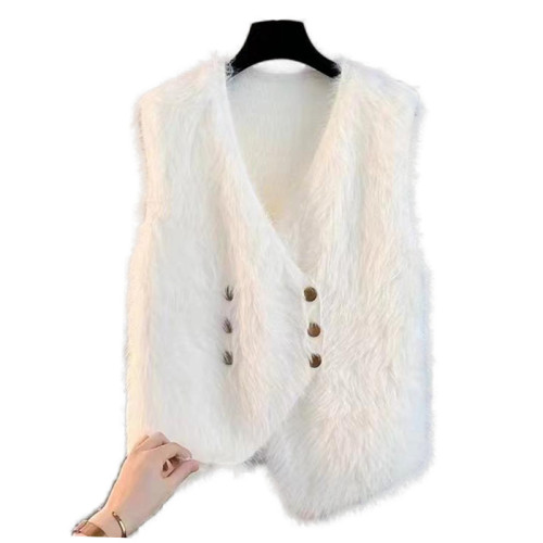 Imitation mink velvet vest jacket autumn and winter new outer loose waistcoat vest sleeveless knitted vest cardigan top