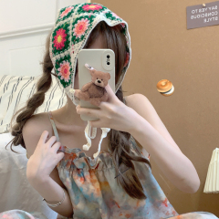 Hand-painted Triangular Scarf Women's Thin Summer French Head Scarf Head Wrap Silk Scarf Retro Decor Farmhouse Style