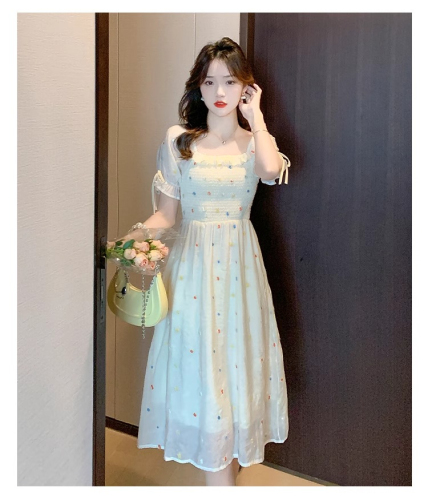 Floral chiffon dress for women summer 2024 new style small temperament French long skirt high-end light luxury waist