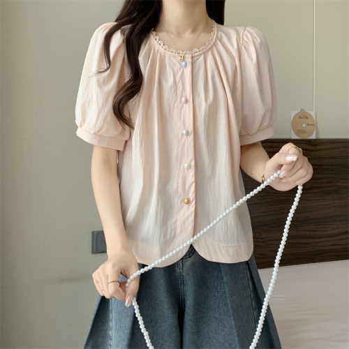 Actual shot ~ new design lazy style shirt for women summer French niche shirt