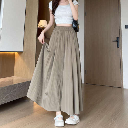 South Korea's Dongdaemun Swing Long Pants Skirt Women's Summer New Lazy Casual Imitation Cotton Wide-leg Pants Loose Yamamoto Skirts