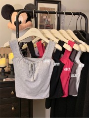 ~Shot~ Bowknot Straps Bralette Backless Tank Top for Women Short Sleeve Slimming Can Be Worn Outside