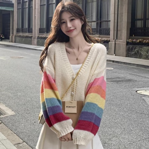 Yellow Knitted Cardigan Spring and Autumn Women 2024 New Small Loose Design Sweet Loose Short Jacket Trendy