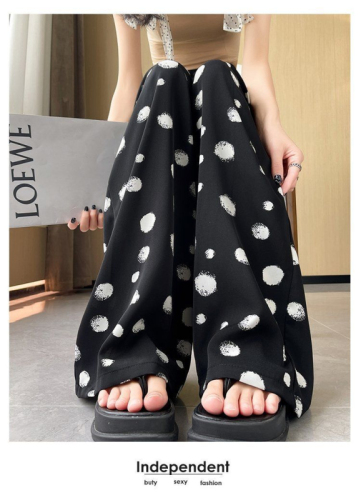 Fat MM large size lazy casual pants women's summer thin high-waisted loose slim cool pants wide-leg pants