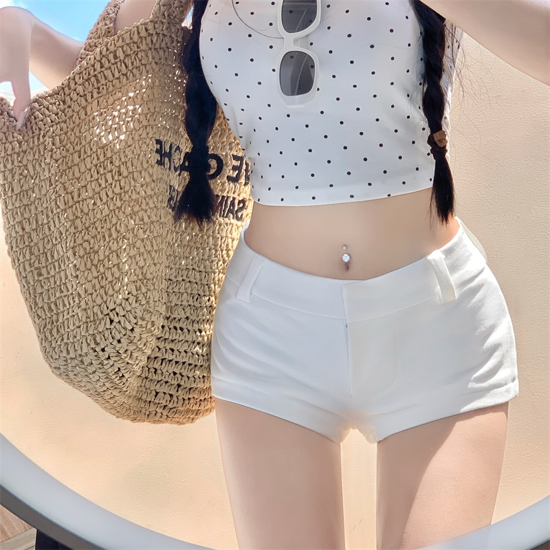 Actual shot of new outerwear sexy butt-covering elastic tight-fitting design low-waisted leg-lengthening super shorts