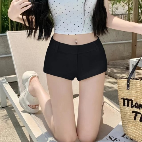 Actual shot of new outerwear sexy butt-covering elastic tight-fitting design low-waisted leg-lengthening super shorts