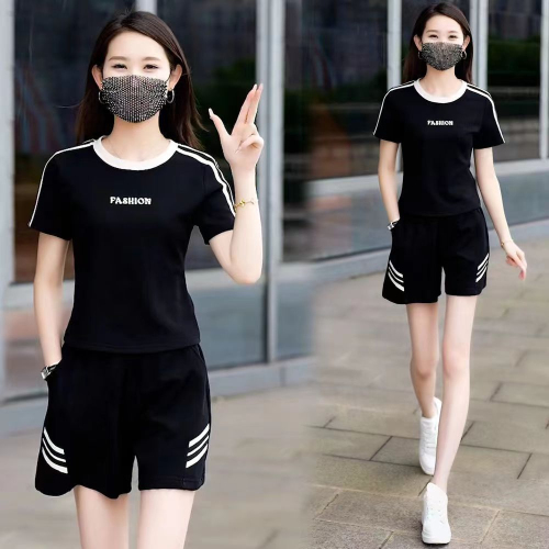 2024 new sports suit T-shirt shorts suit women's summer short-sleeved two-piece trendy set