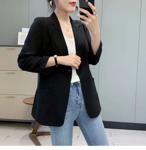 Chiffon small blazer women's thin 2024 spring and summer new Korean style casual versatile drape white suit top
