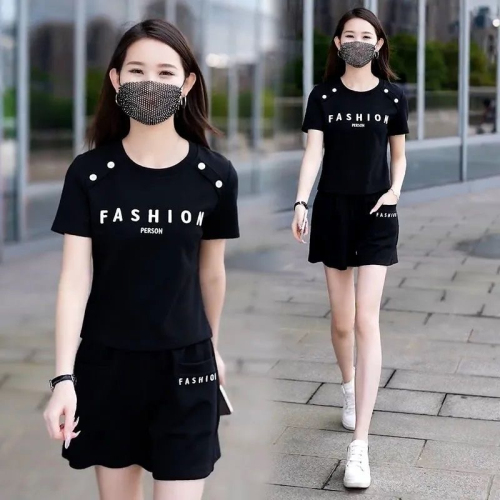 2024 new sports suit T-shirt shorts suit women's summer short-sleeved two-piece trendy set