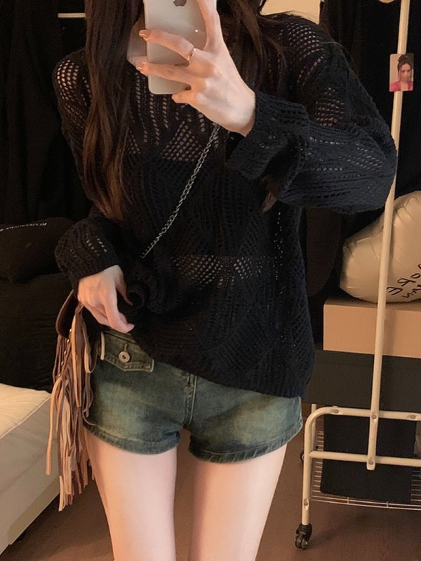 Already shipped hollow slim sleeveless niche suspender new solid color sweet and spicy versatile layered atmosphere top for women