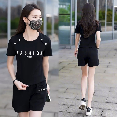 2024 new sports suit T-shirt shorts suit women's summer short-sleeved two-piece trendy set