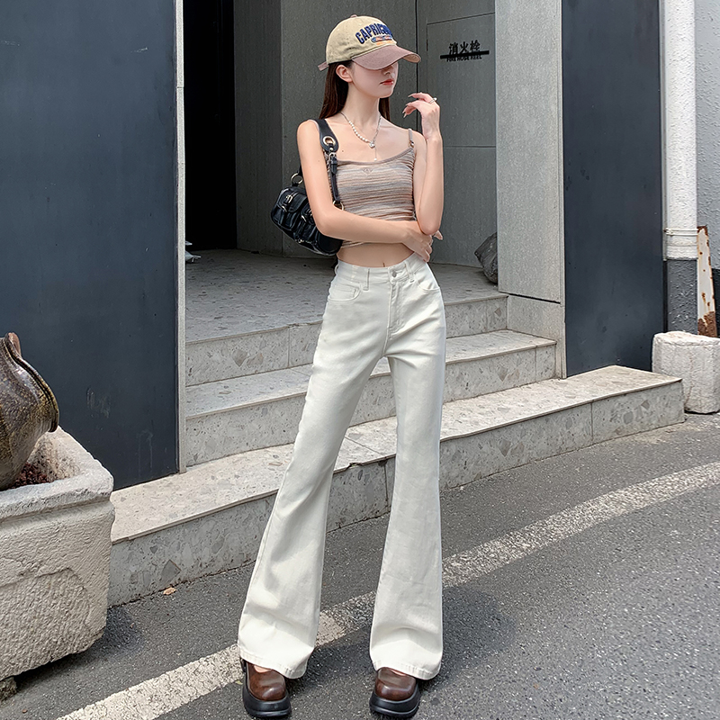 Photographed 2024 New Summer Straight Leg Jeans for Women High-Waisted Women's Pants Slim Fit Tapered Pants