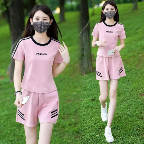 2024 new sports suit T-shirt shorts suit women's summer short-sleeved two-piece trendy set