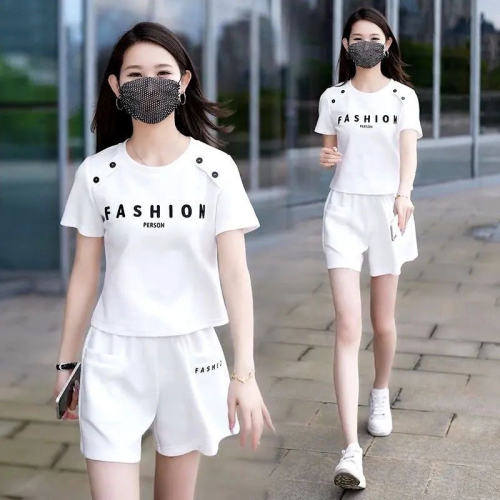 2024 new sports suit T-shirt shorts suit women's summer short-sleeved two-piece trendy set