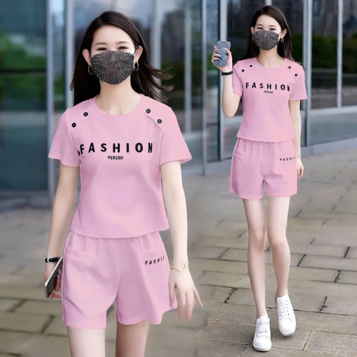 2024 new sports suit T-shirt shorts suit women's summer short-sleeved two-piece trendy set