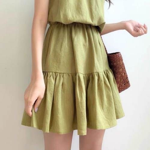 Korean chic summer new sleeveless short skirt slimming temperament splicing high-end light luxury vest dress for women