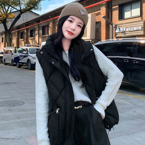 Real shot of thin down cotton vest women's short 2024 new fashionable warm vest lightweight Korean style vest trend