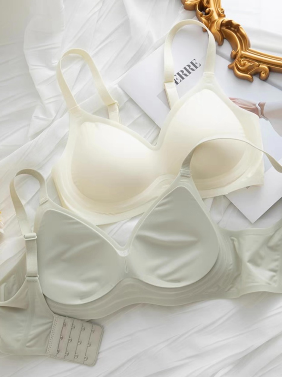 Real shot of large size jelly soft seamless sports bra women's thin fixed cup push-up bra comfortable underwear