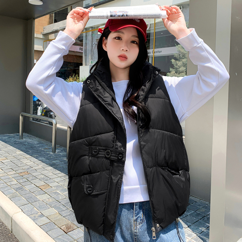 Actual shot of large size winter new Korean style slim down jacket for women, fashionable stand-up collar, waist and thickened coat and vest