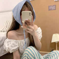 實拍 三角巾甜美少女氛圍感頭巾夏季度假拍照裝飾絲巾百搭