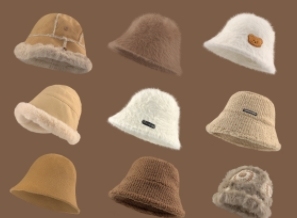 A stylish and good-looking hat suitable for big and round faces. Winter fisherman hat for women. White plush hat that shows your face. Small bucket hat.