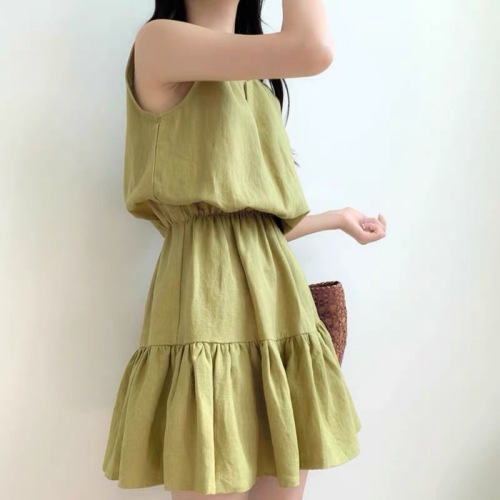 Korean chic summer new sleeveless short skirt slimming temperament splicing high-end light luxury vest dress for women