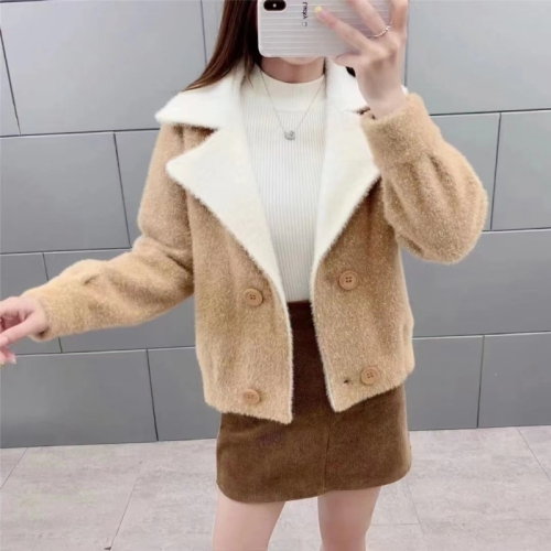 Short woolen coat 2024 new winter women's clothing Korean style loose and versatile imitation mink woolen coat