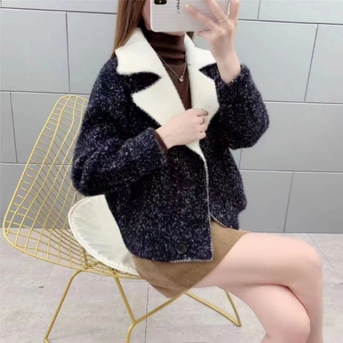 Short woolen coat 2024 new winter women's clothing Korean style loose and versatile imitation mink woolen coat