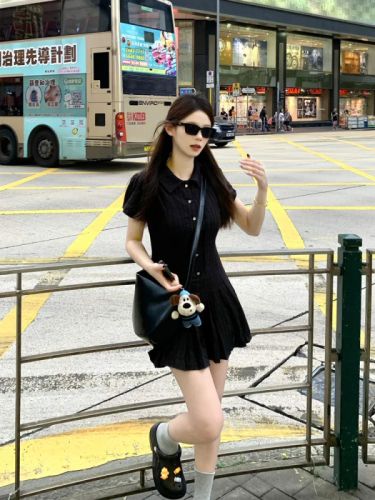 2024 New College Style Lapel White Dress Women's A-Line Skirt Summer Sweet Slim Skirt