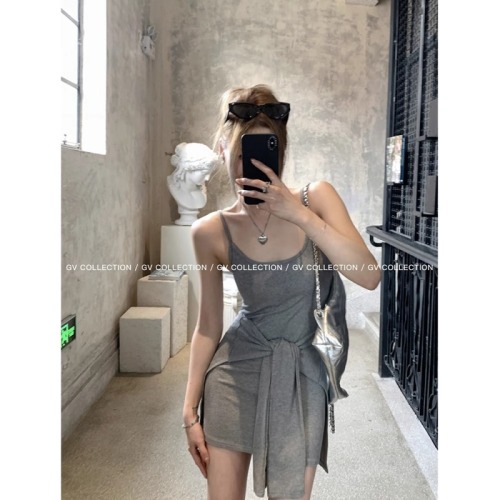 GV Dabaige Vitality Summer Design Niche Breast Pad Waist Fake Two-piece Dress Suspender Skirt Women Summer