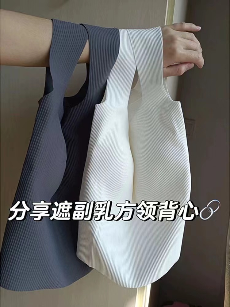非實拍 夏季新款白色內搭吊帶美背一體背心女帶胸墊外穿上衣