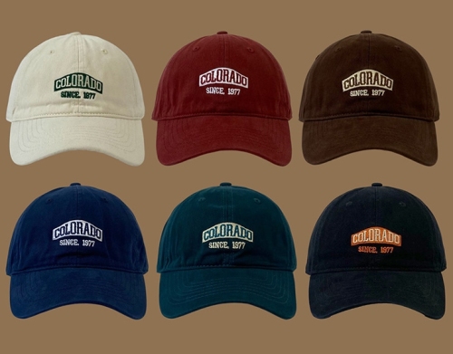 Korean style embroidered soft top baseball cap for women casual all-match dirty orange hat spring sports sun visor couple peaked cap