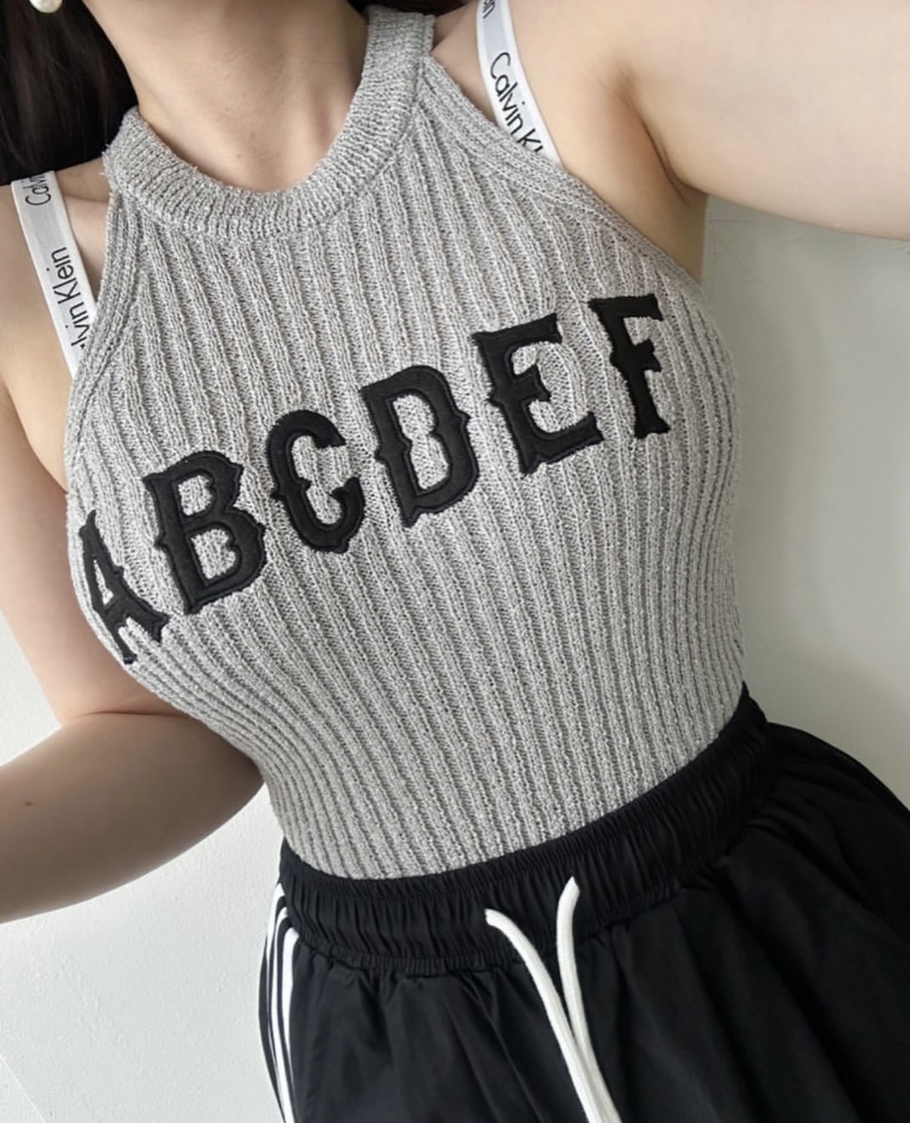 Korean Fashion Versatile Letter Embroidered Stretch Slim Fit Short Vest Women's Top