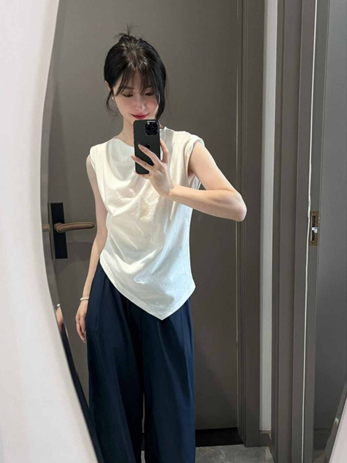 Pure cotton original quality irregular sleeveless vest for women 2024 summer new style niche inner top