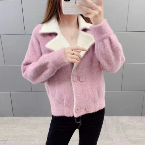 Short woolen coat 2024 new winter women's clothing Korean style loose and versatile imitation mink woolen coat