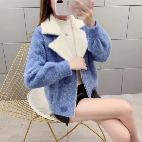 Short woolen coat 2024 new winter women's clothing Korean style loose and versatile imitation mink woolen coat