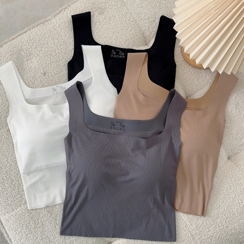 Non-shoot summer new white inner slip-on backless one-piece top with breast pads for women, wear a top over it