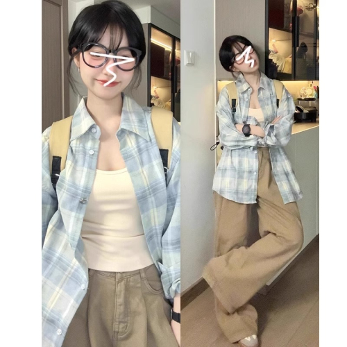 Original fabric 300 pounds extra large French design sense niche stripes and checks coat