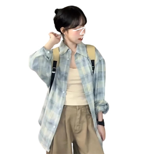 Original fabric 300 pounds extra large French design sense niche stripes and checks coat