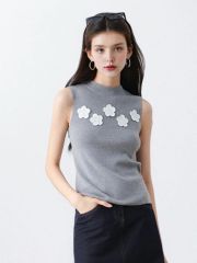 High-end chic half-high collar vest for women's summer outer wear design niche sweet and spicy slim slimming sleeveless top