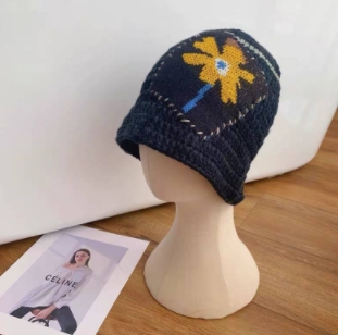 Retro crochet knitted basin hat women's fisherman hat woolen hat knitted hat bucket hat woolen basin hat knitted hat
