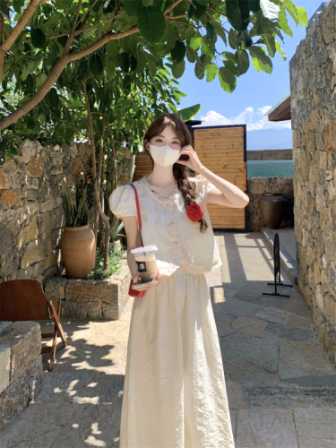 Actual shot of 2024 new summer style Xiaoxiangfeng short-sleeved shirt for women lace A-line skirt two-piece suit