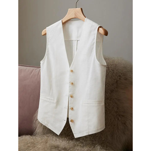 Quality Inspection Officer Picture 2024 New Spring and Summer Vests Thin Cotton and Linen Vests Women's Summer Vests Overlayed with Pony Clips