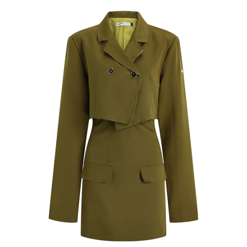 Real shot of 2024 autumn new style high-end style short jacket + strapless dress two-piece set for women's fashion brand