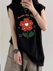 High-quality 100% cotton, 220gsm, 19-Count Combed & Compact Fabric – Loose-Fit, Oversized, Sleeveless Vest Top for Women