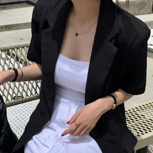 Retro style thin suit, high-end loose short-sleeved suit jacket